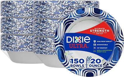 Dixie Ultra, Large Paper Bowls, 20 Oz, Microwave Safe, Compostable, Disposable by Dixie%C2%AE