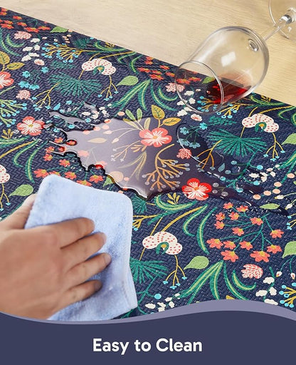 Ophanie Kitchen Mats for Floor, 3/4 inch Thick, 20x48 Anti Fatigue Cushioned Mat, Kitchen Rugs, Waterproof, Comfort Ergonomic Standing Mat for Office, Home, Sink, Blue Flower Non-Slip Ridged Bottom