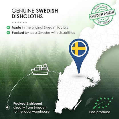 SUPERSCANDI 10 Pack Swedish Dishcloths for Kitchen - 100% Biodegradable & Compostable Reusable Paper Towels Washable, Food-Safe & Without Plastic - Dish Rags Suitable for Any Surface, White