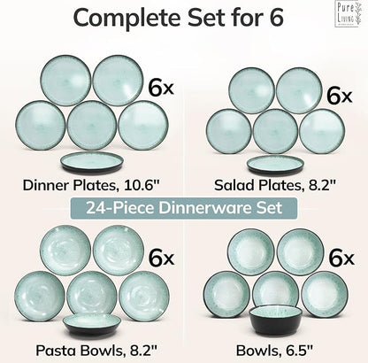 24 Piece Stoneware Dinnerware Set - Image 6