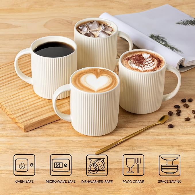 theterra Ceramic Coffee Mugs Set of 6, 14.2 oz Coffee Cups - Image 4