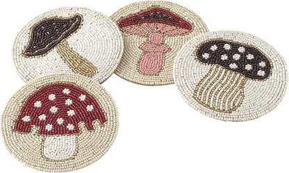Folkulture Boho Coasters Set for Drinks | 4" Round Farmhouse or Rustic Table by FOLKULTURE