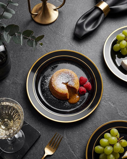 bUCLA 200PCS Black and Gold Plastic Plates - Image 4