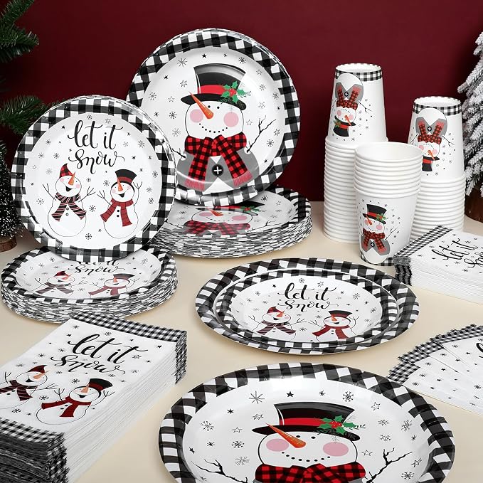 Funnymoom 250 Pcs Winter Snowman Party Decorations - Image 5