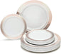 OCCASIONS 240 Plates Pack,(120 Guests) Heavyweight Premium Wedding Party Disposable Plastic Plates Set -120 x 10.5'' Dinner + 120 x 7.5'' Salad/Dessert plates (Celebration White & Rose Gold)