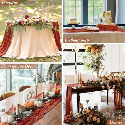 6 Pack Terracotta Cheesecloth Table Runner 10ft, Rustic Sheer Burnt Orange - Image 4