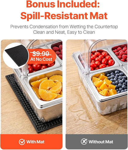 VEVOR Countertop Food Serving Display Container, Stainless Steel Food Salad - Image 5