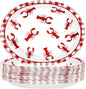 Grencian 50Pcs Crawfish Boil Oval Paper Plates 10" X 12" Disposable Red Grid Pattern Crawfish Party Plates Crawfish Tableware for Lobster BBQ Gathering Picnic Cookout Carnival Birthday Decorations