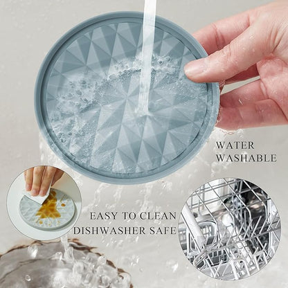 Silicone Coasters for Drinks[8 Pack, No Holder]- Cup Mat for Tabletop Protection-Non-Slip, Non-Stick, Coffee Table Decor, Great Gift for Any Occasion, Light Blue