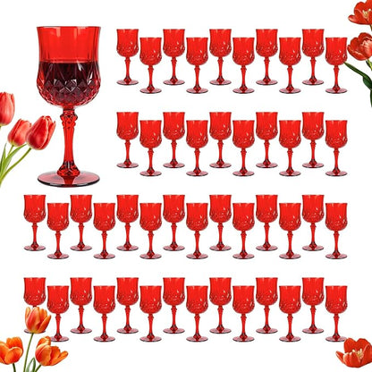 48Pack Plastic Wine Glasses, 7oz Vintage Goblets by LEYIQU