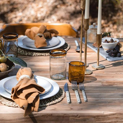 Amber Rim 14 oz Drinking Glasses (set of 6), Recycled Glass, Lead-free, Toxin-Free (Drinking)