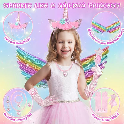 Tea Party Set for Little Girls, Unicorn Wings & Headband, Carrying Case - Image 6