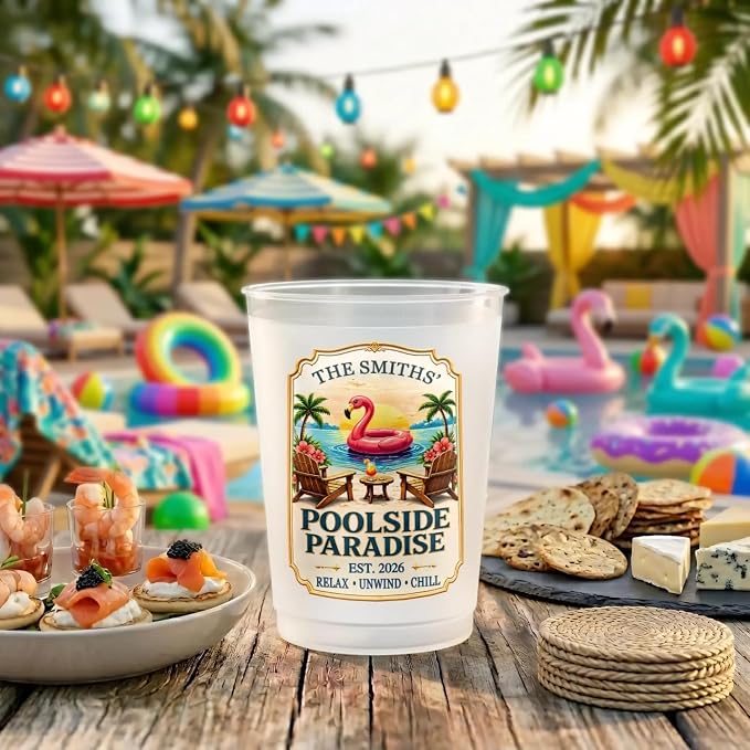 Custom Poolside Party Cups, Personalized Summer Vacation And Travel Gifts - Image 4