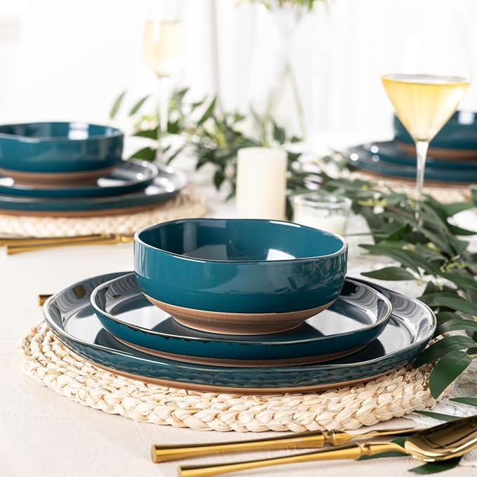 AmorArc Dinnerware Sets for 4, 12 Pieces Ceramic Plates and Bowls Set | Scratch - Image 4