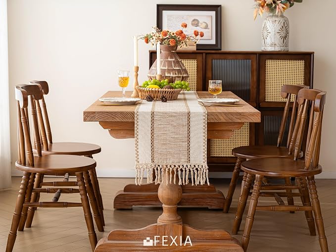 Boho Fall Table Runner Burlap for Home Kitchen Decor 13x72 Inch | 72 Inch Long - Image 3