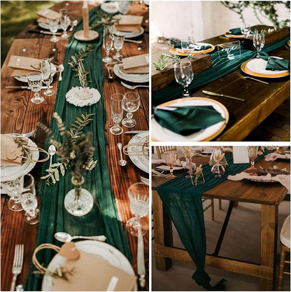 6 Pack Emerald Green Cheesecloth Table Runner 35 x 120 Inch | Boho Gauze Fabric - Image 6