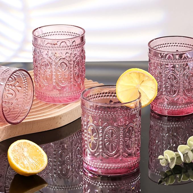 Darlion Vintage Glassware, 10oz Pink Glass Cups | Food Grade Glass, Lead-Free - Image 7