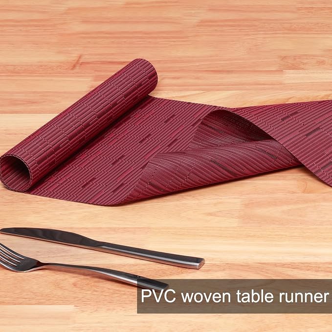 Table Runner 72 Inches Long, Vinyl Woven Heatproof Table Runners | Washable - Image 2