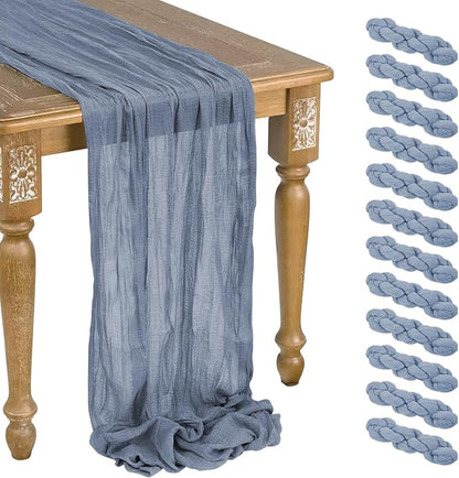 12 Pack Dusty Blue Cheesecloth Table Runner 10ft Boho Gauze Cheese Cloth Table by WJWHQ