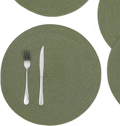 SHACOS Round Placemats Set of 4 Washable 15 inch Round Table Mats Cotton - Image 8