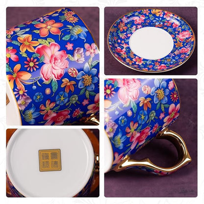 KAMMAK Tea Cup and Saucer, Ceramic Coffee Cups, 6 oz, Afternoon Tea and - Image 4