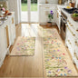KIMODE Kitchen Anti Fatigue Mats, Farmhouse Flower Kitchen Rugs Sets of 2, Memory Foam Kitchen Mats for Floor, Waterproof Non Skid Standing Mats for Sink Laundry Office Desk Brown 20"x71"+20"x32"