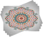Ambesonne Tribal Place Mats Set of 4, Abstract Style Themed Boho Sun Pattern Art Print on Greyscale Background, Washable Fabric Placemats for Dining Table, Standard Size, Turquoise Coral