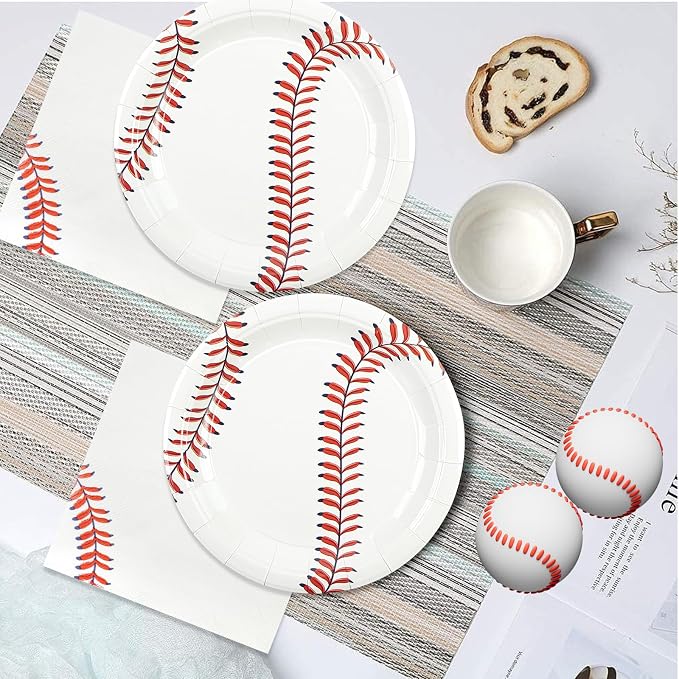 50pcs Baseball Plates and Napkins Party Supplies, 7Inch | Baseball Themed - Image 2