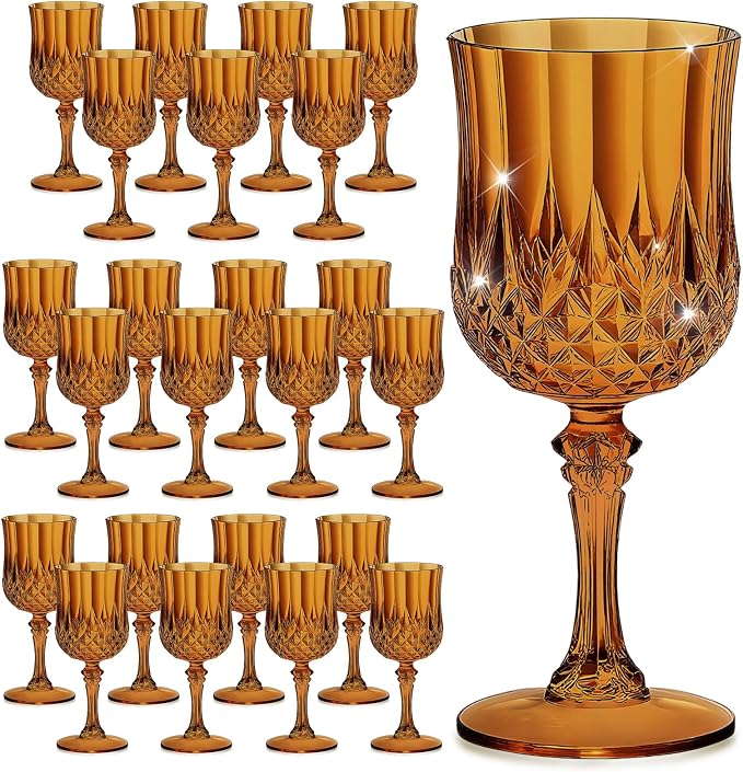 7OZ Plastic Wine Glasses, Reusable Vintage Goblets Unbreakable Drinking Glasses by Unknown