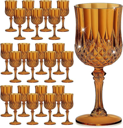 7OZ Plastic Wine Glasses, Reusable Vintage Goblets Unbreakable Drinking Glasses by Unknown
