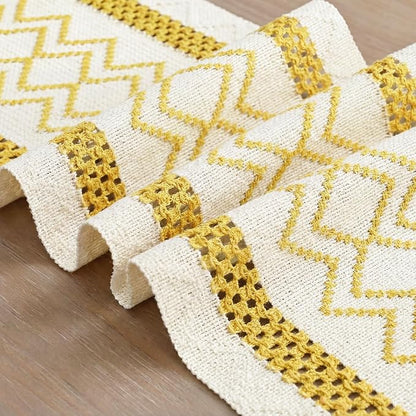 Artoid Mode Yellow Stripe Diamond Woven Table Runner 12x72 Inch | Holiday - Image 6