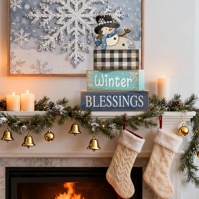 Moucuny 4 Pcs Winter Table Decorations Playful Snowman Decor Indoor Winter - Image 8