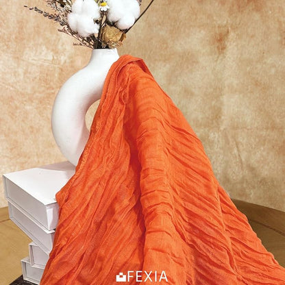 3Pcs Orange Cheesecloth Table Runner Fall Bridal Shower Home Decor | 35x120 - Image 5
