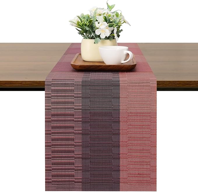 Table Runner 53 Inches Long, Vinyl Woven Farmhouse Table Runners | Washable by Chitomars