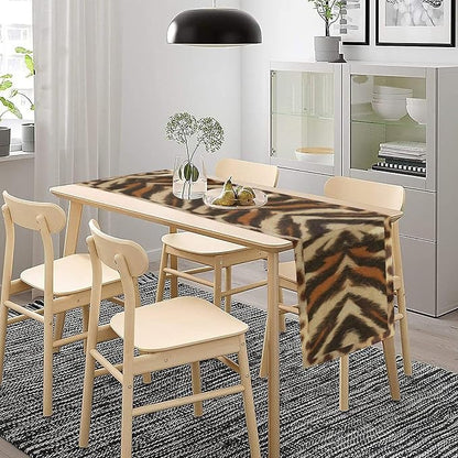 Tiger Animal Skin Print Table Runner, Rustic Cottage Country Farm Animal Fur - Image 3