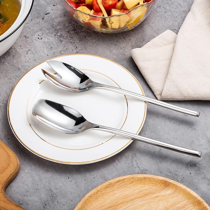 IMEEA 18/10 Stainless Steel Salad Servers Set 10-Inch Salad Spoon and Fork - Image 4