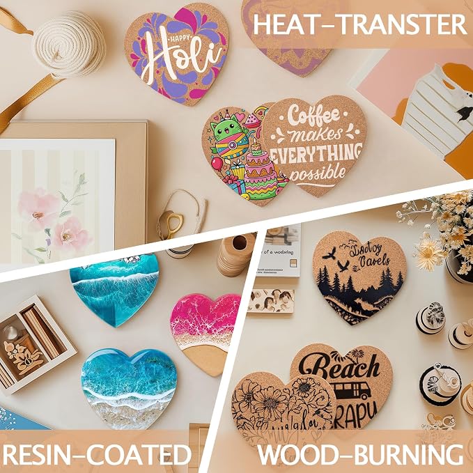 60 PCS Cork Coasters for Laser Engraving, Thick Absorbent Blank Coasters | 4 - Image 7