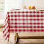 Softalker Checkered Tablecloth Rectangle, Outdoor Linen Cotton Gingham Table Cloth with Tassel, Heavy Duty Wrinkle Free Buffalo Plaid Table Cover for Kitchen Dining Home Party - 55 x 102 Inch, Red