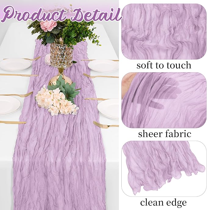 8 Pack Lavender Cheesecloth Table Runners 20x120 Inch Gauze Table Runner Cheese - Image 3