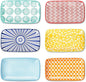 Selamica Rectangular Salad Plates, 7.1 Inch Dessert Plates Ceramic, Small Plates for Appetizer, Snack, Sushi, Fruit, Set of 6, Assorted Colors