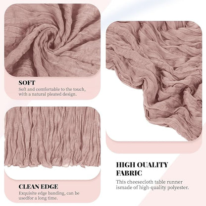 6 Pack Dusty Pink Cheesecloth Table Runner, 17 x 108 Inch, Gauze Cheese Cloth - Image 4