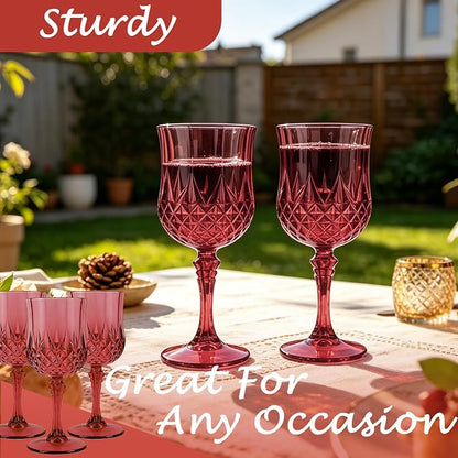24Pack Plastic Wine Glasses, 7oz Vintage Goblets - Image 6