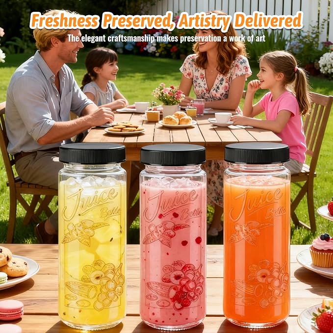 10 Pack 16oz Glass Juice Bottles - Image 8