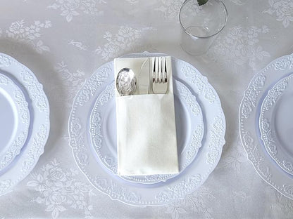 " OCCASIONS " 50 Plates Pack (25 Guests) Vintage Wedding Party Disposable Plastic Plate Set -25x10.25'' Dinner +25x7.5'' Salad/Dessert plates (Portofino Plain Blue)