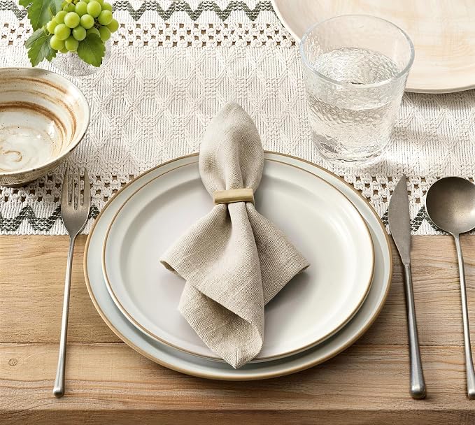 Macrame Side Trim Boho Woven Table Runner, Moss 12x90 Inch | Crochet Hollow - Image 2