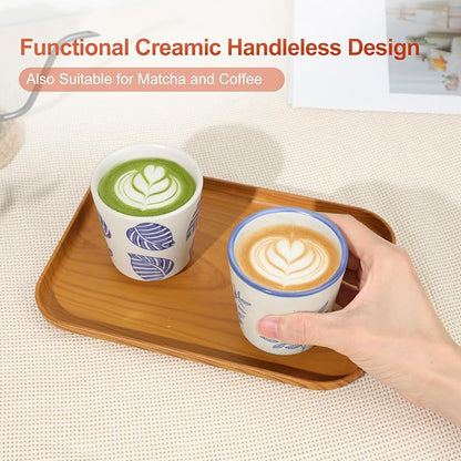 6.7 Ounce Janpanese Tea Cup Set of 4, Handle-less Espresso Cups Set - Image 3
