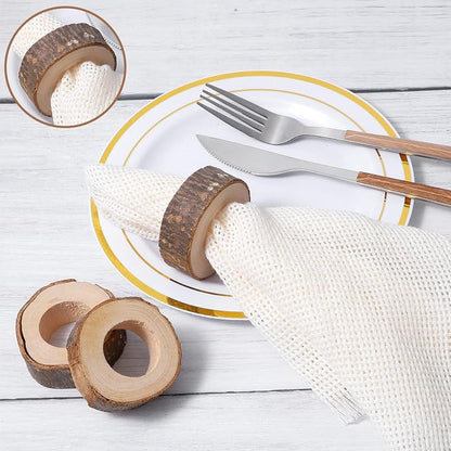 50 Pcs Wooden Bark Napkin Ring 1.18 Inch Handcrafted Wooden Napkin Holder - Image 4