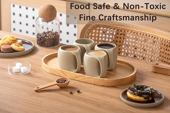 Cute Small Coffee Cups, Double Espresso Cup, 4 oz, Neutral Beige, Mini Coffee - Image 5