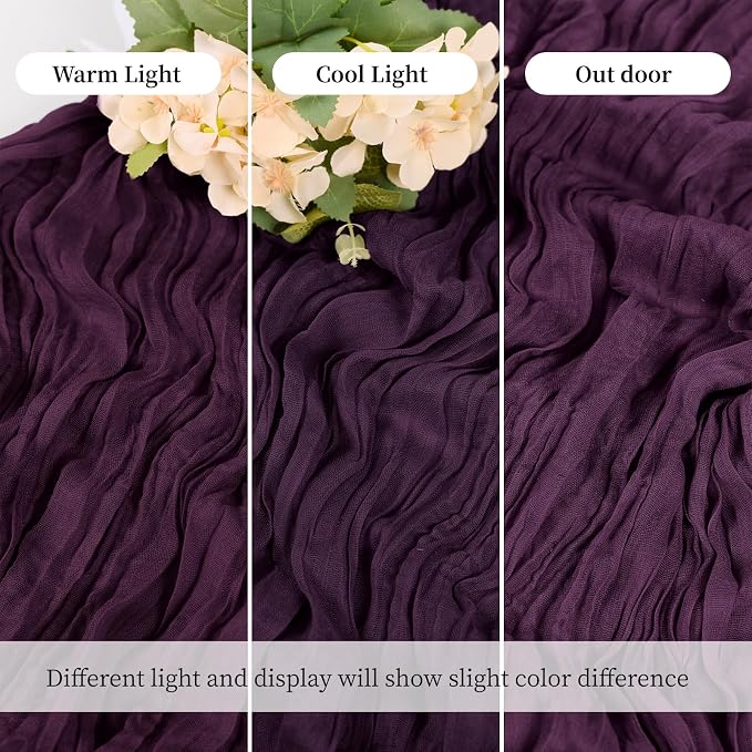 3 Pack Dark Purple Cheesecloth Table Runner, 17 x 108 Inch, Gauze Cheese Cloth - Image 6