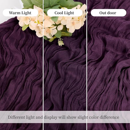 3 Pack Dark Purple Cheesecloth Table Runner, 17 x 108 Inch, Gauze Cheese Cloth - Image 6
